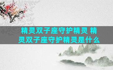精灵双子座守护精灵 精灵双子座守护精灵是什么